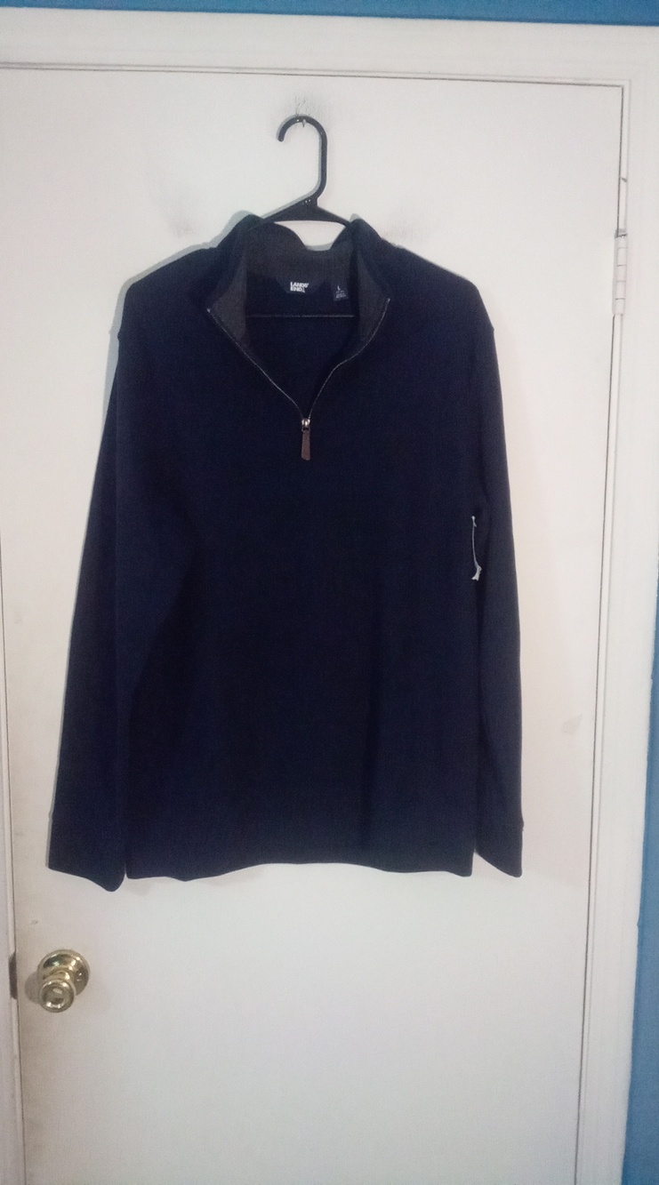 Lands' End Men's Quarter-Zip Sweater - Navy Large NWT $75